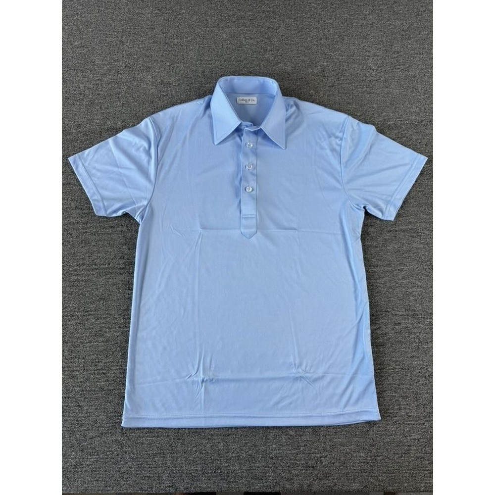 Collars & Co Polo Shirt Mens Small Blue Dress Collar Golf Performance Stretch
